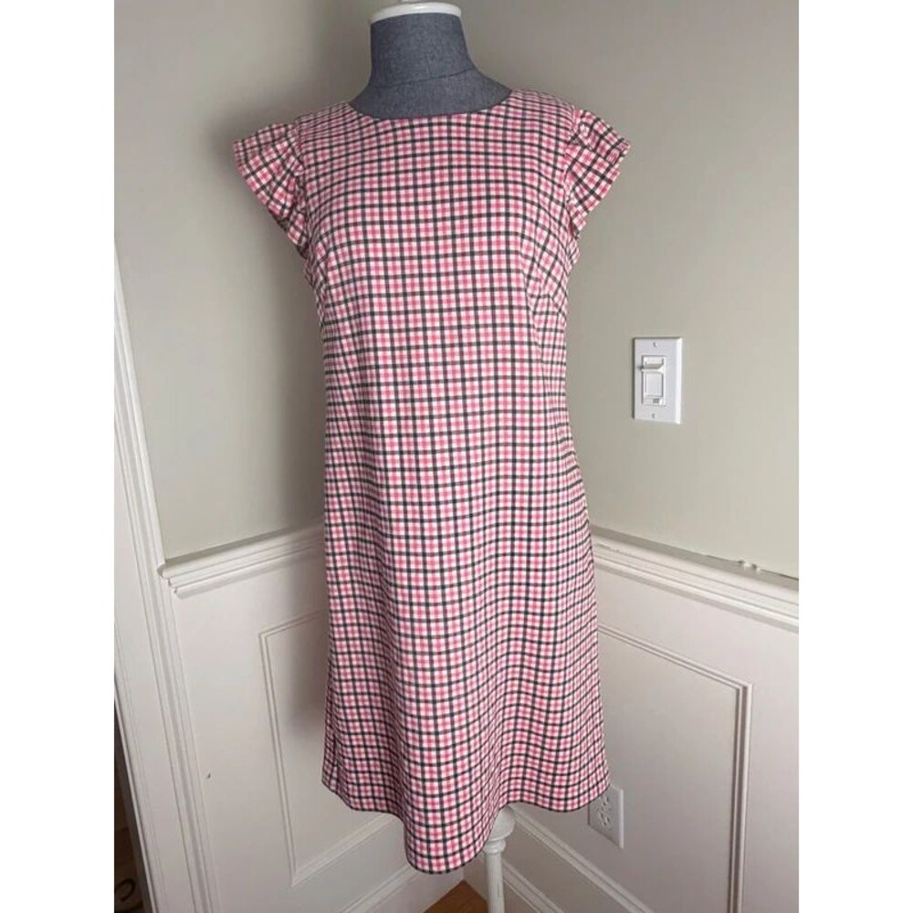 Eliza J Pink Black White Gingham Plaid Ruffle Sleeve Dress Size 4
